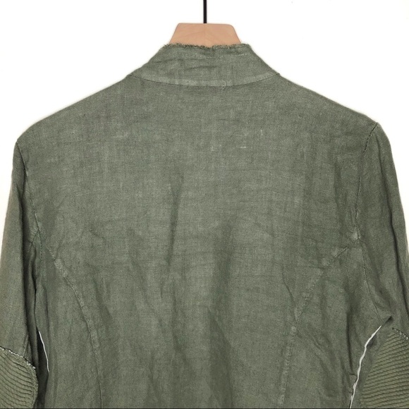 Via Dei Fossi Linen Open Jacket Raw Hem Green M - Picture 7 of 7